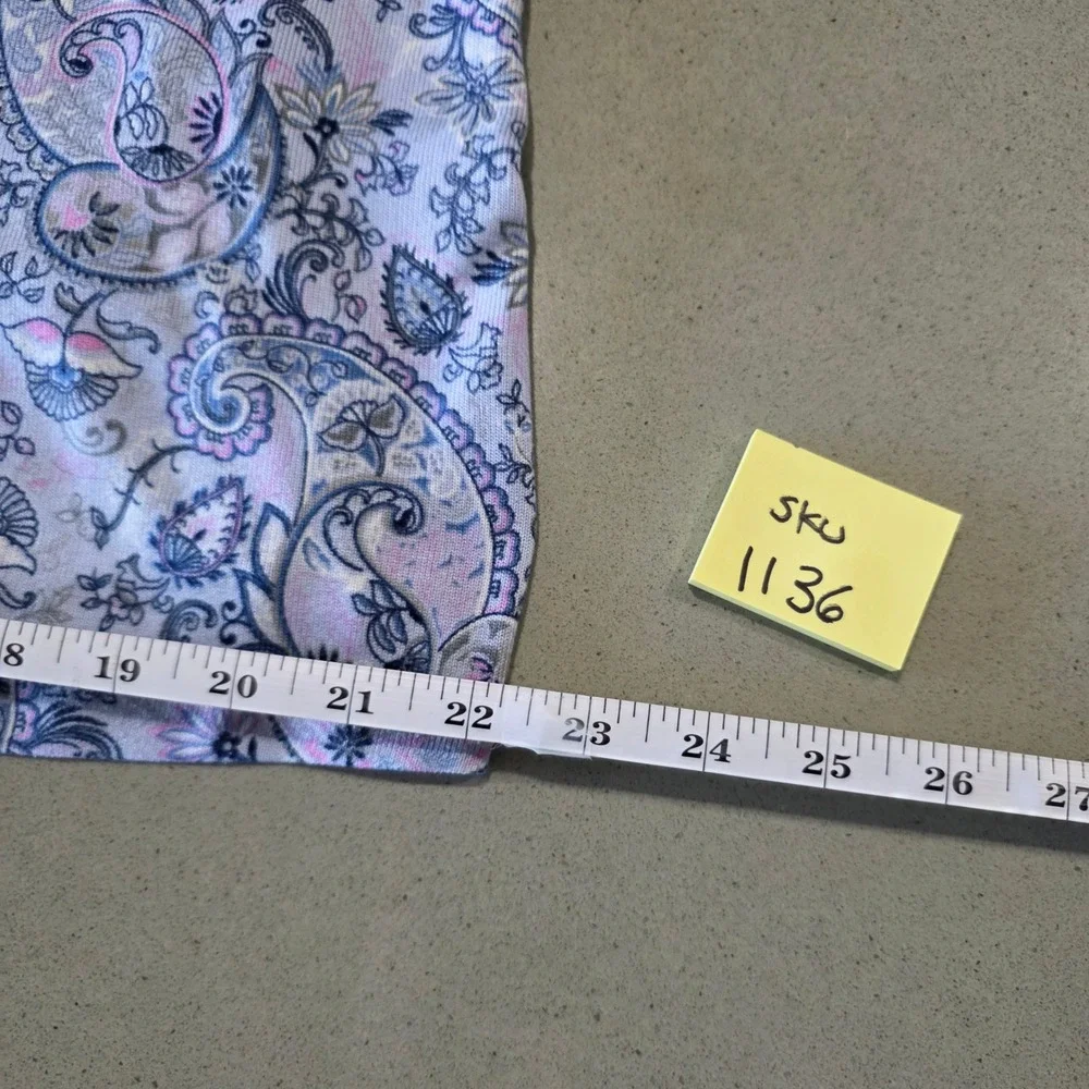 Lavender Paisley Button Front Pajama Set 2 Piece PJ Lounge Pants Top‎ SKU 1136